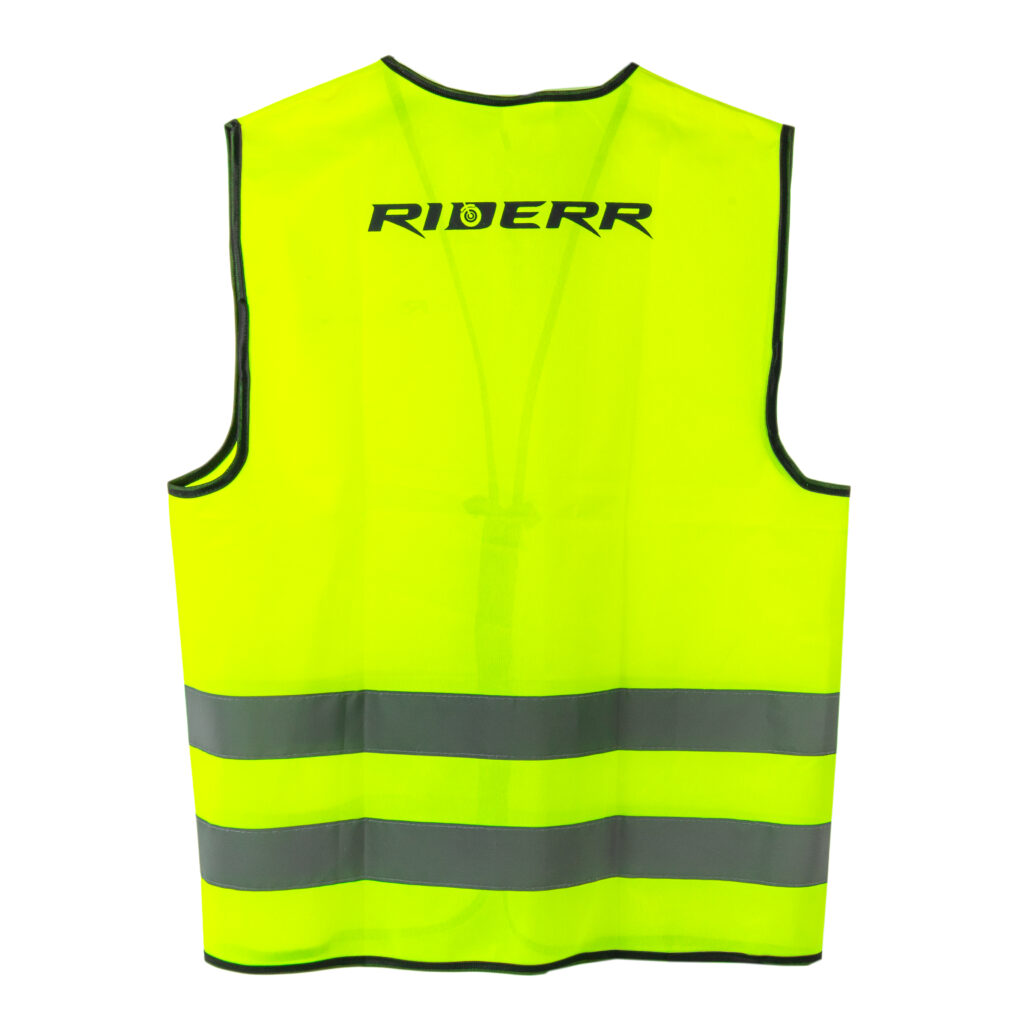 Riderr Hi Vis Vest – high visibility safety vest for motorcyclists.