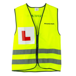 Riderr Hi Vis Learner L Plate Vest – high visibility safety vest for new riders
