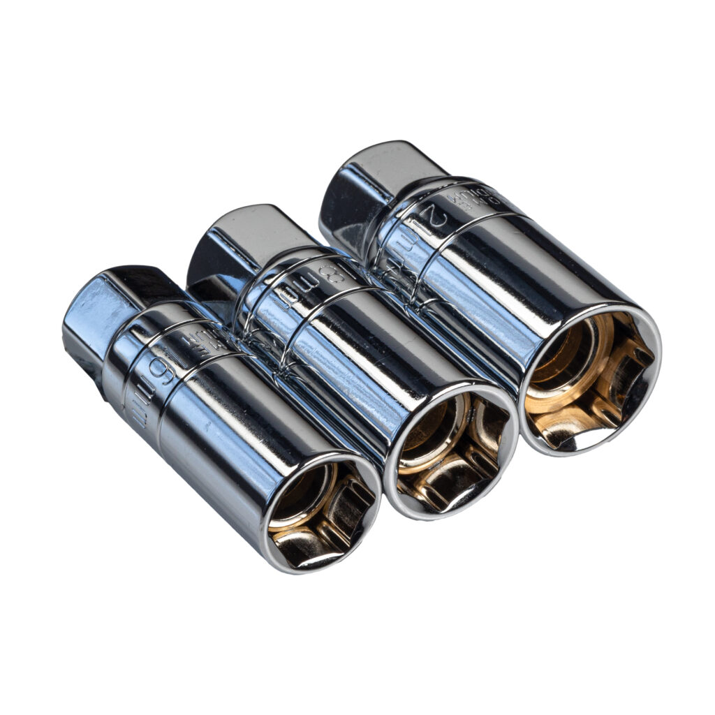 Riderr 3pc Magnetic Spark Plug Socket Set – motorcycle maintenance tool set.
