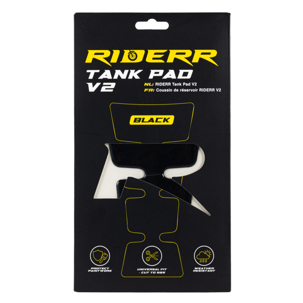 Riderr Tank Pad V2 Black – protective motorcycle tank pad.