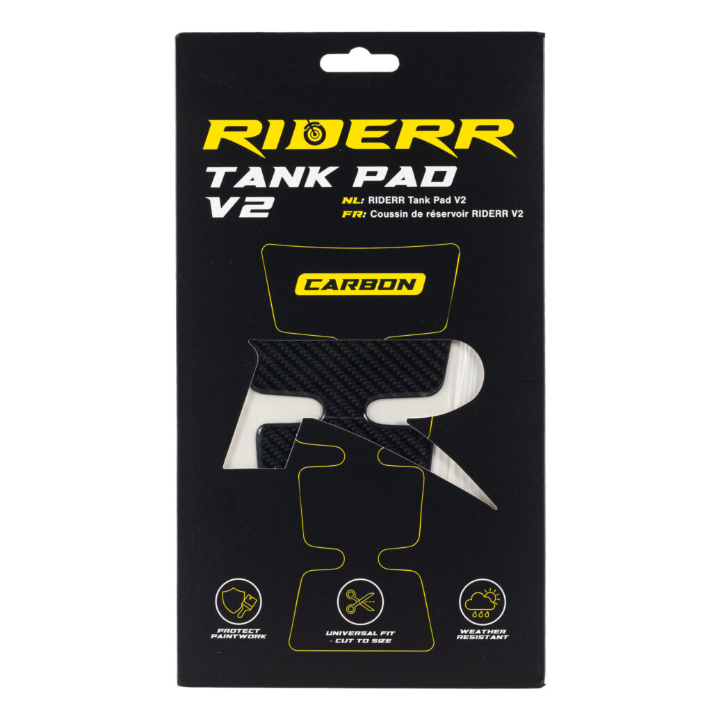 Riderr Tank Pad V2 Carbon – protective motorcycle tank pad.