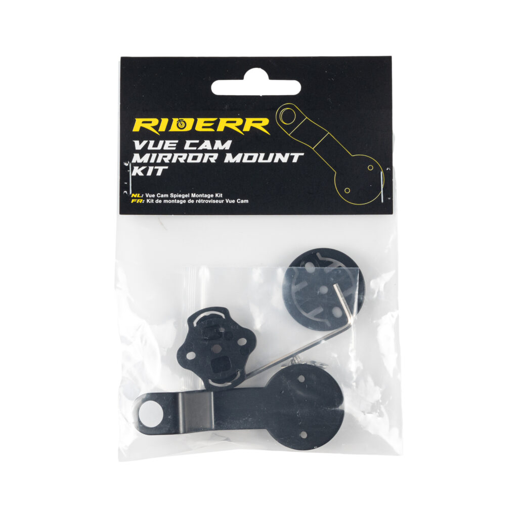 Riderr Vue Cam Mirror Mount Kit – adjustable motorcycle camera mount.